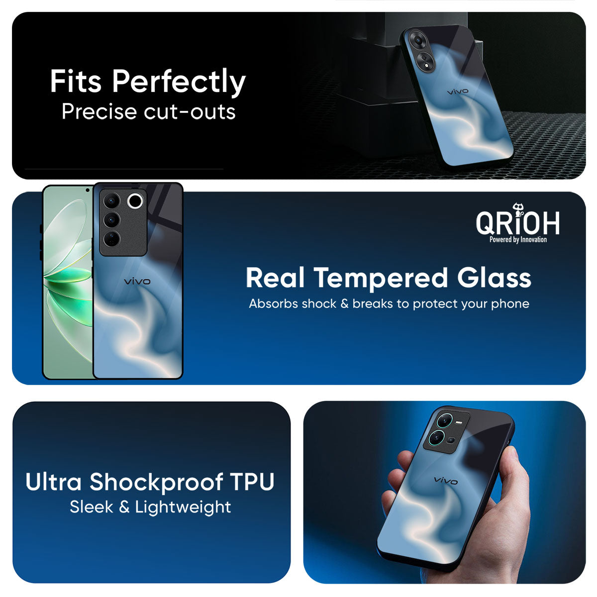 Blue Waves Glass Case for IQOO Z9s Pro 5G