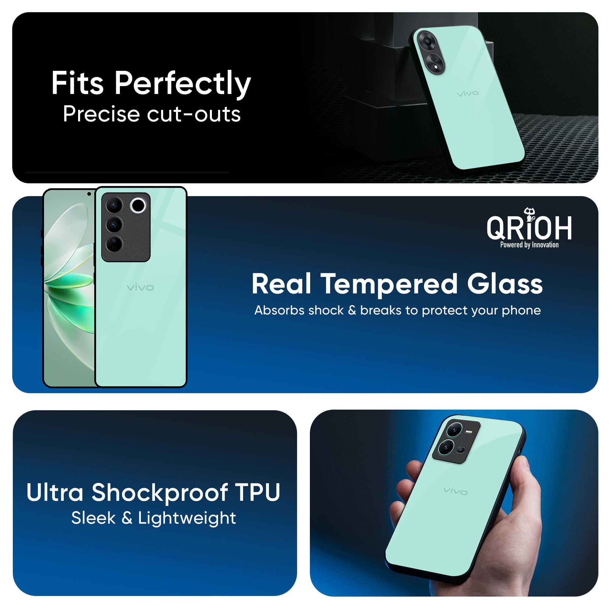 Teal Glass Case for IQOO Z9s Pro 5G