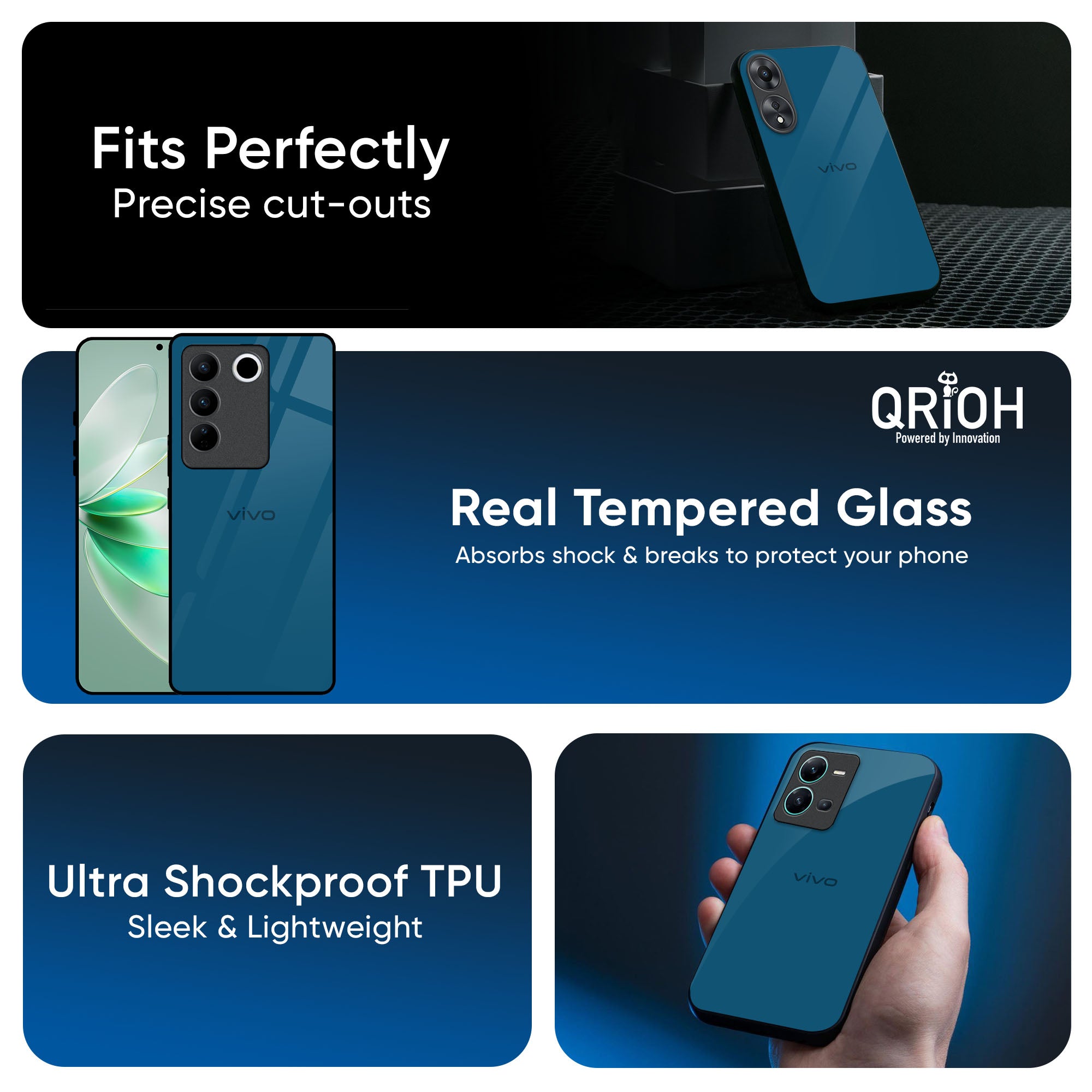 Cobalt Blue Glass Case for IQOO 13 5G