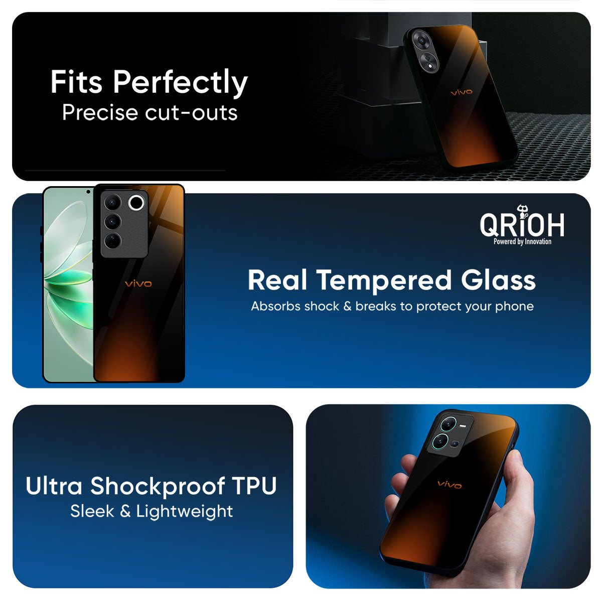 Orange Black Fusion Glass Case for IQOO Z9s Pro 5G