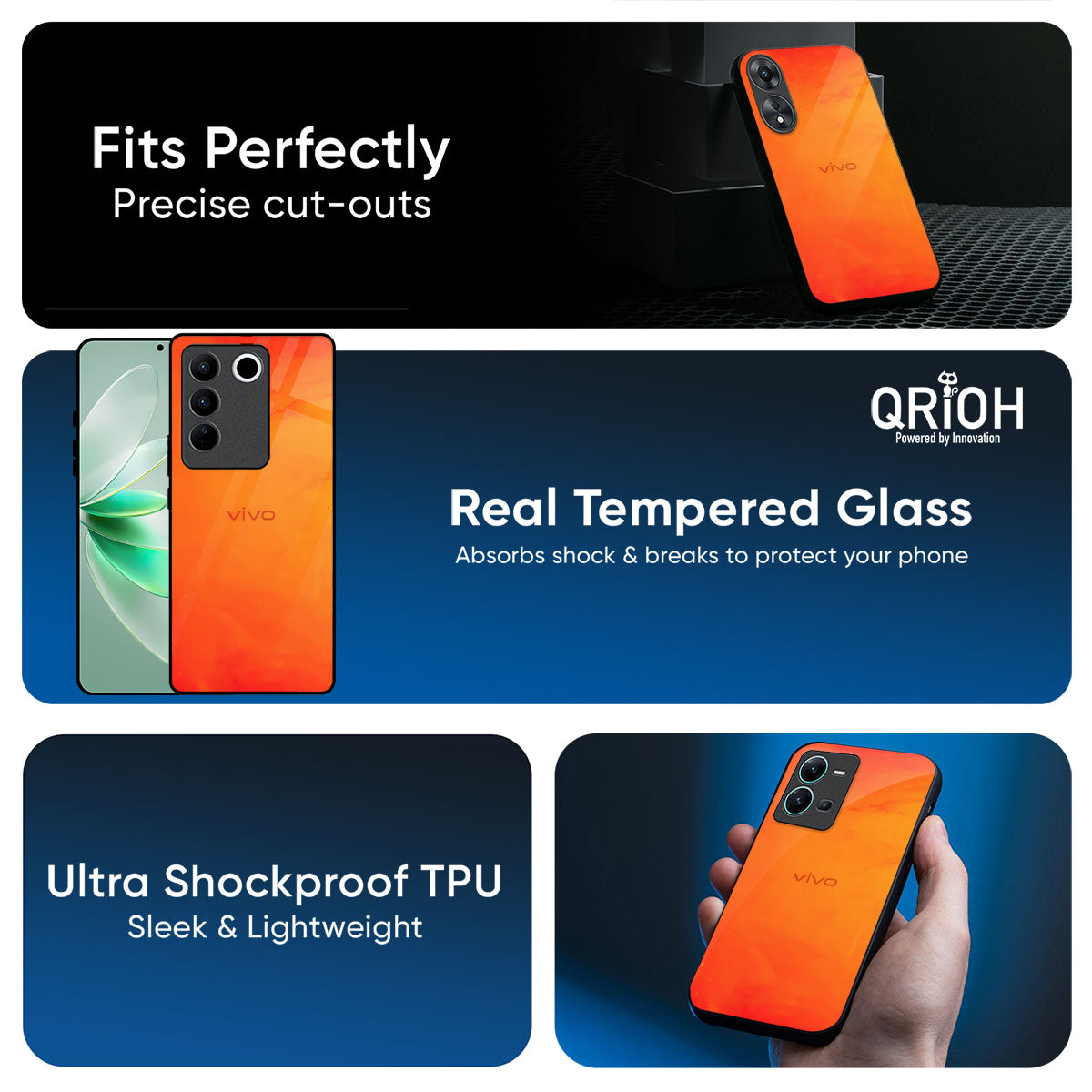 Tangy Orange Glass Case for Vivo Y300 5G