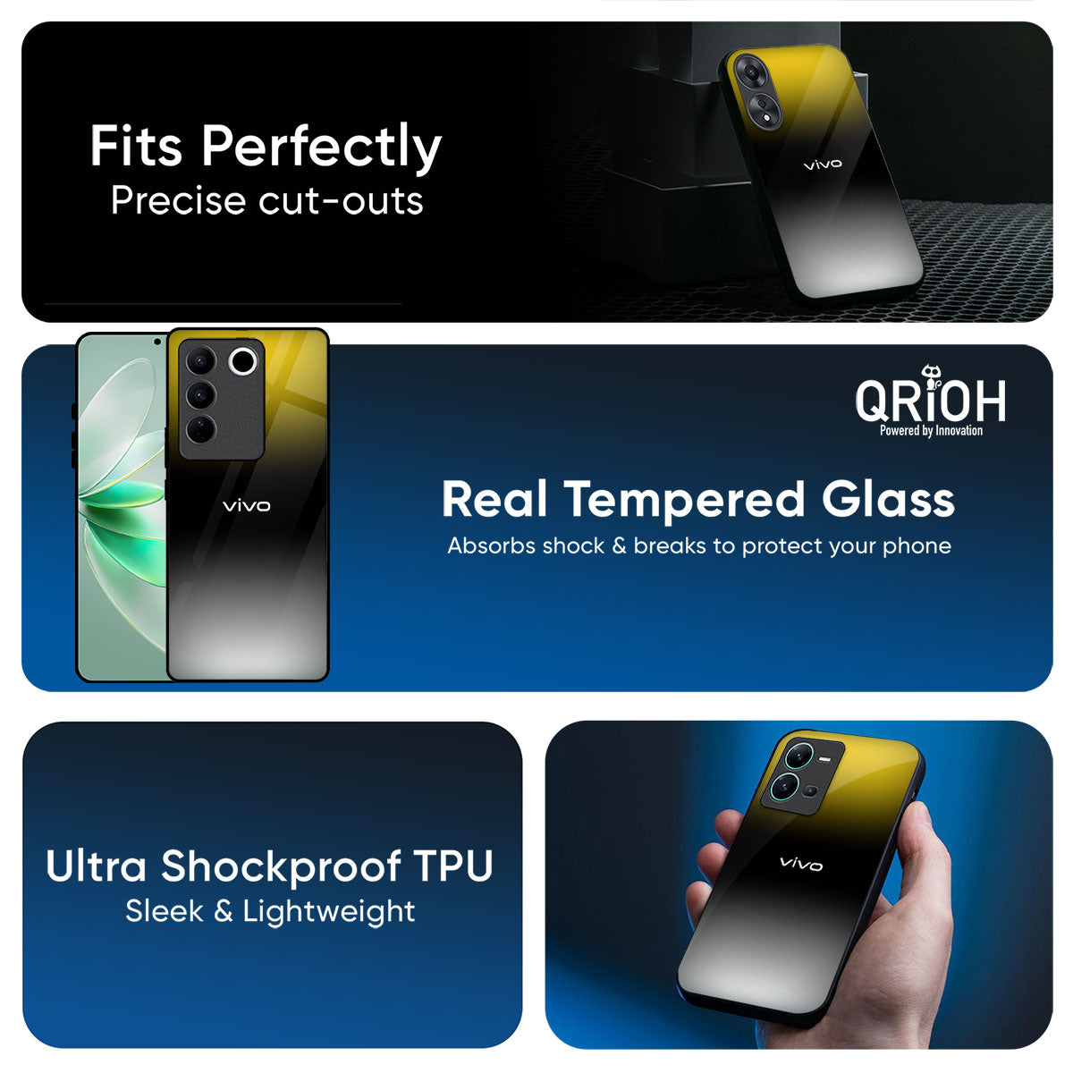 Yellow Shadow Glass Case for Vivo Y300 5G