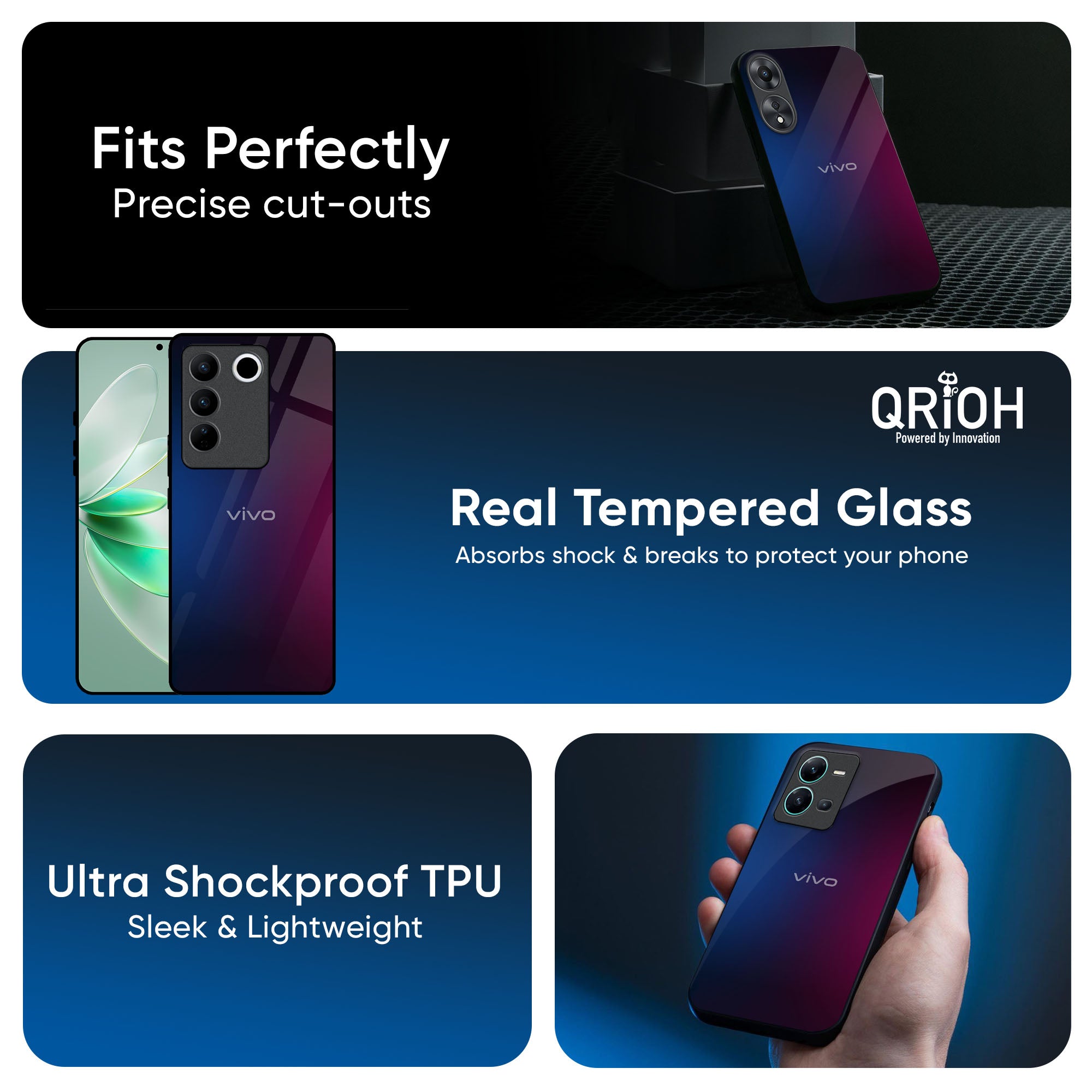 Mix Gradient Shade Glass Case For IQOO Z9s Pro 5G