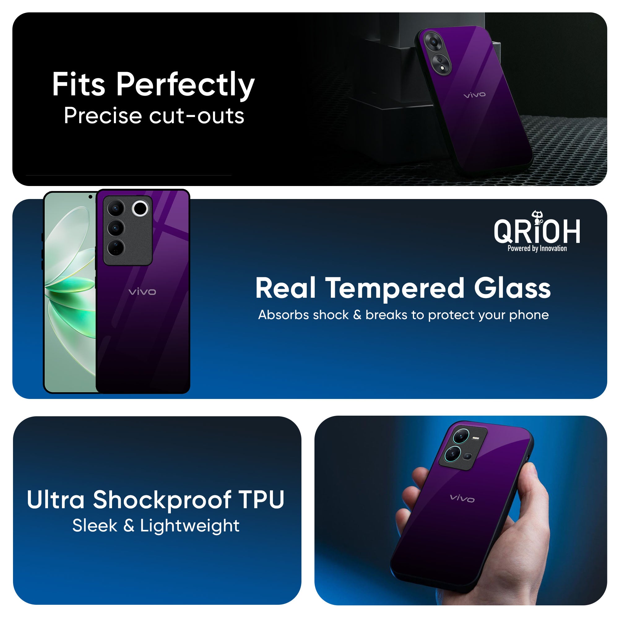 Harbor Royal Blue Glass Case For IQOO Z9s Pro 5G