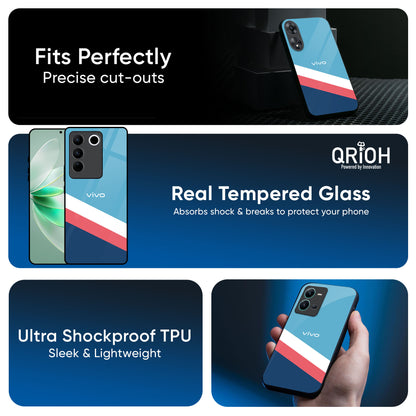 Pink & White Stripes Glass Case For IQOO Z9s Pro 5G