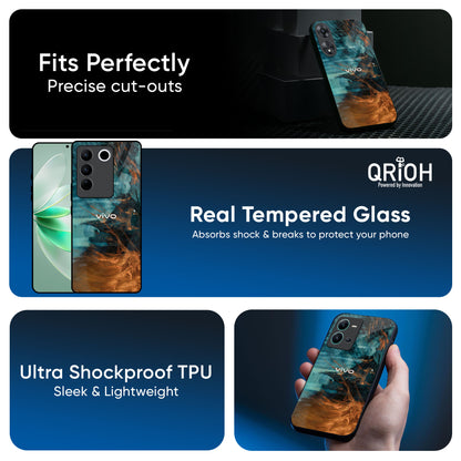 Golden Splash Glass Case for IQOO Z9s Pro 5G