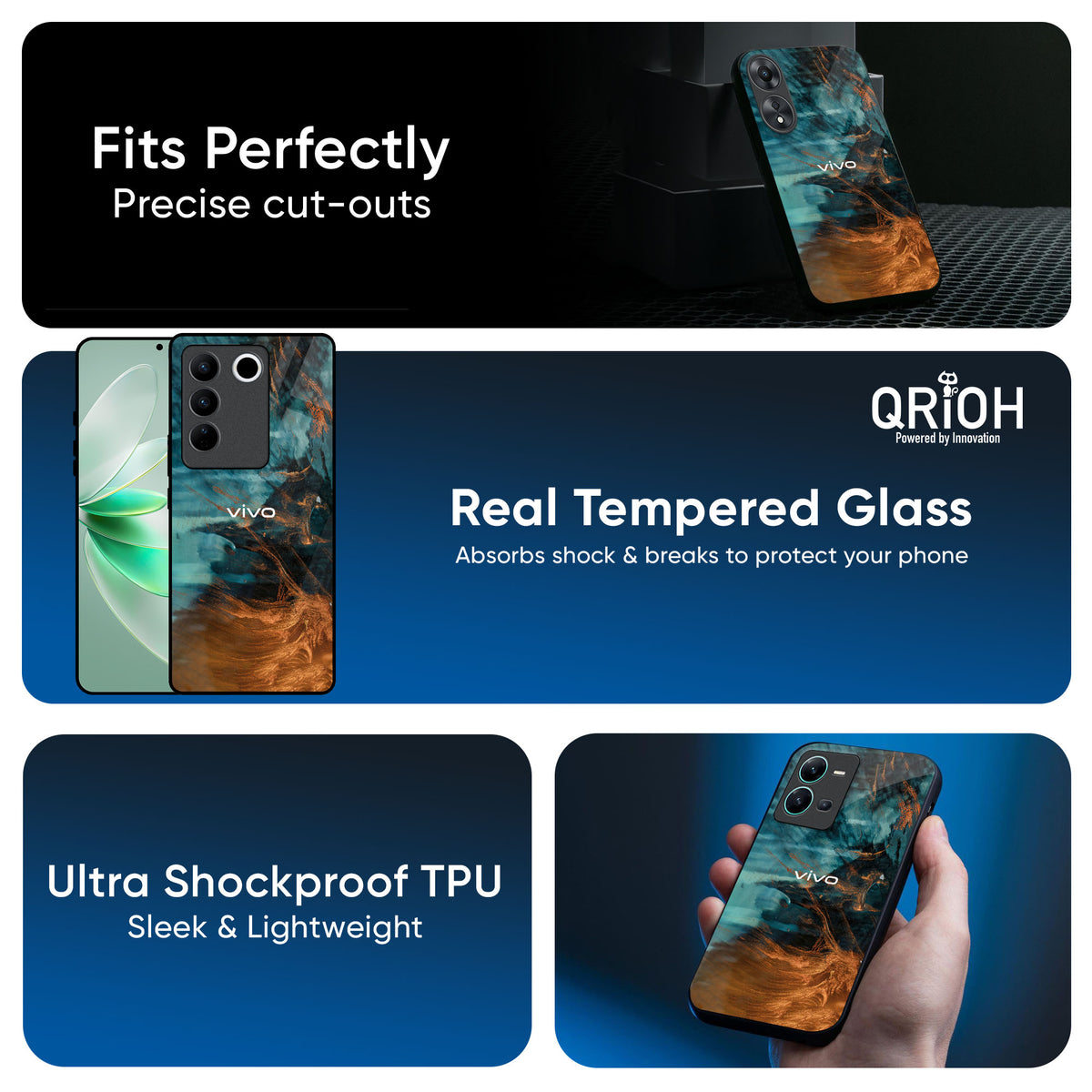 Golden Splash Glass Case for Vivo X200 Pro 5G