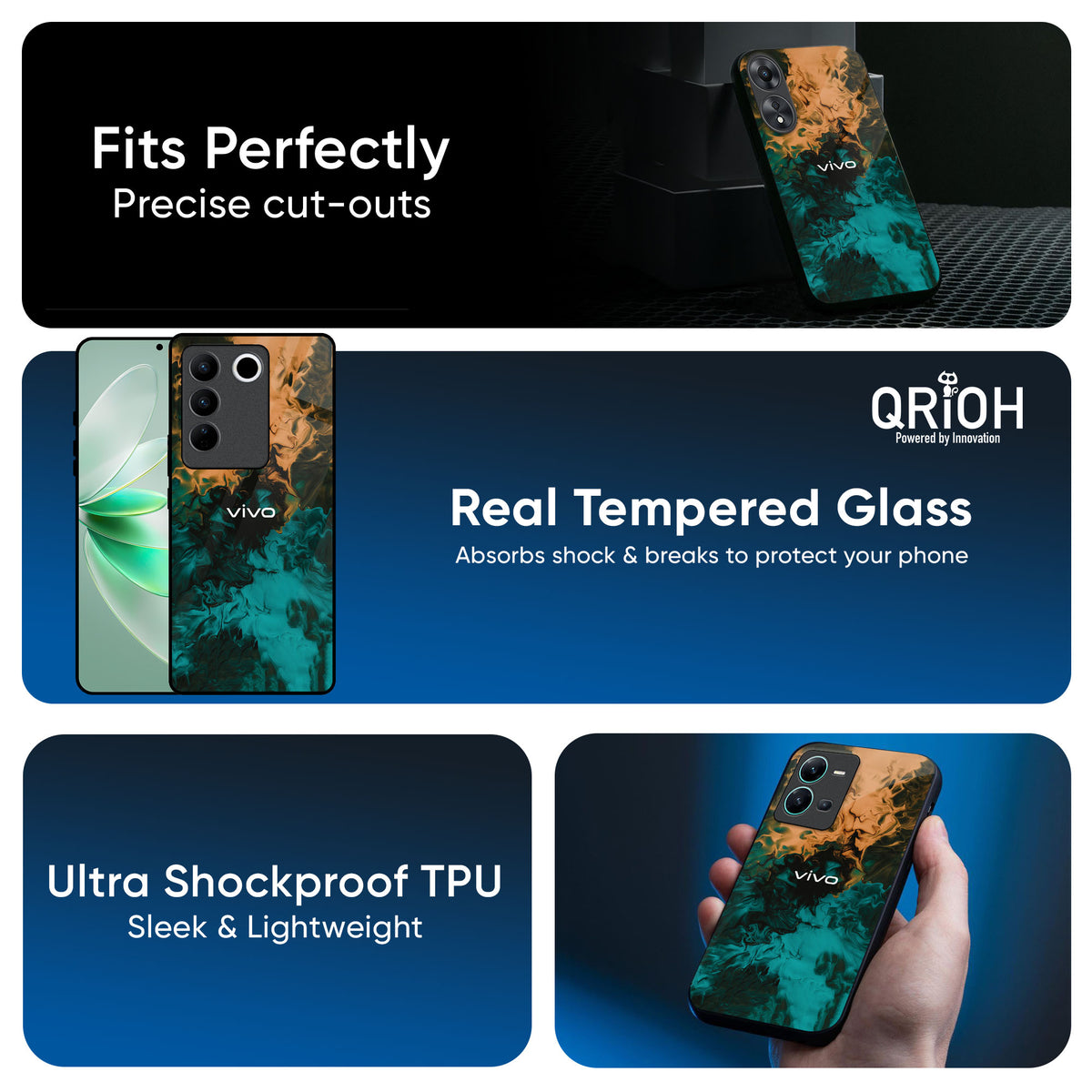 Watercolor Wave Glass Case for IQOO Z6 5G