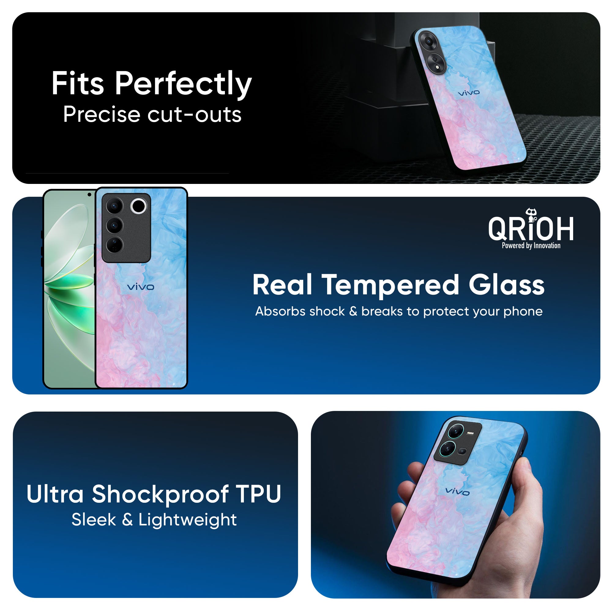 Mixed Watercolor Glass Case for IQOO Z9s Pro 5G