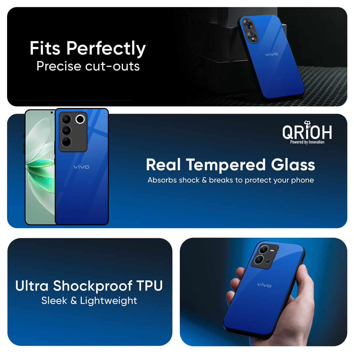 Egyptian Blue Glass Case for Vivo T3 Pro 5G