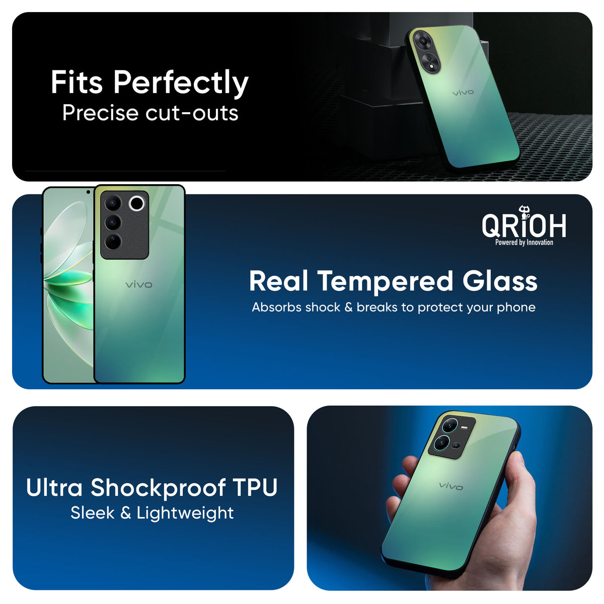 Dusty Green Glass Case for Vivo T3 Pro 5G