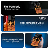 Fire Flame Glass Case for Redmi Note 14 Pro 5G