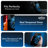 Half Blue Flower Glass Case for Redmi Note 14 Pro 5G