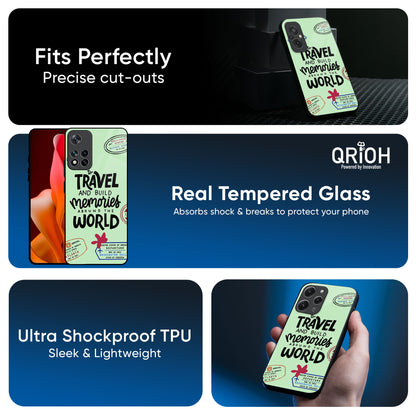 Travel Stamps Glass Case for Redmi Note 14 5G