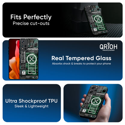 Green Camo Circuit Glass Case for Redmi Note 12 5G