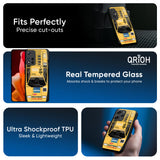 Yellow Racing Car Glass Case for Redmi Note 13 5G
