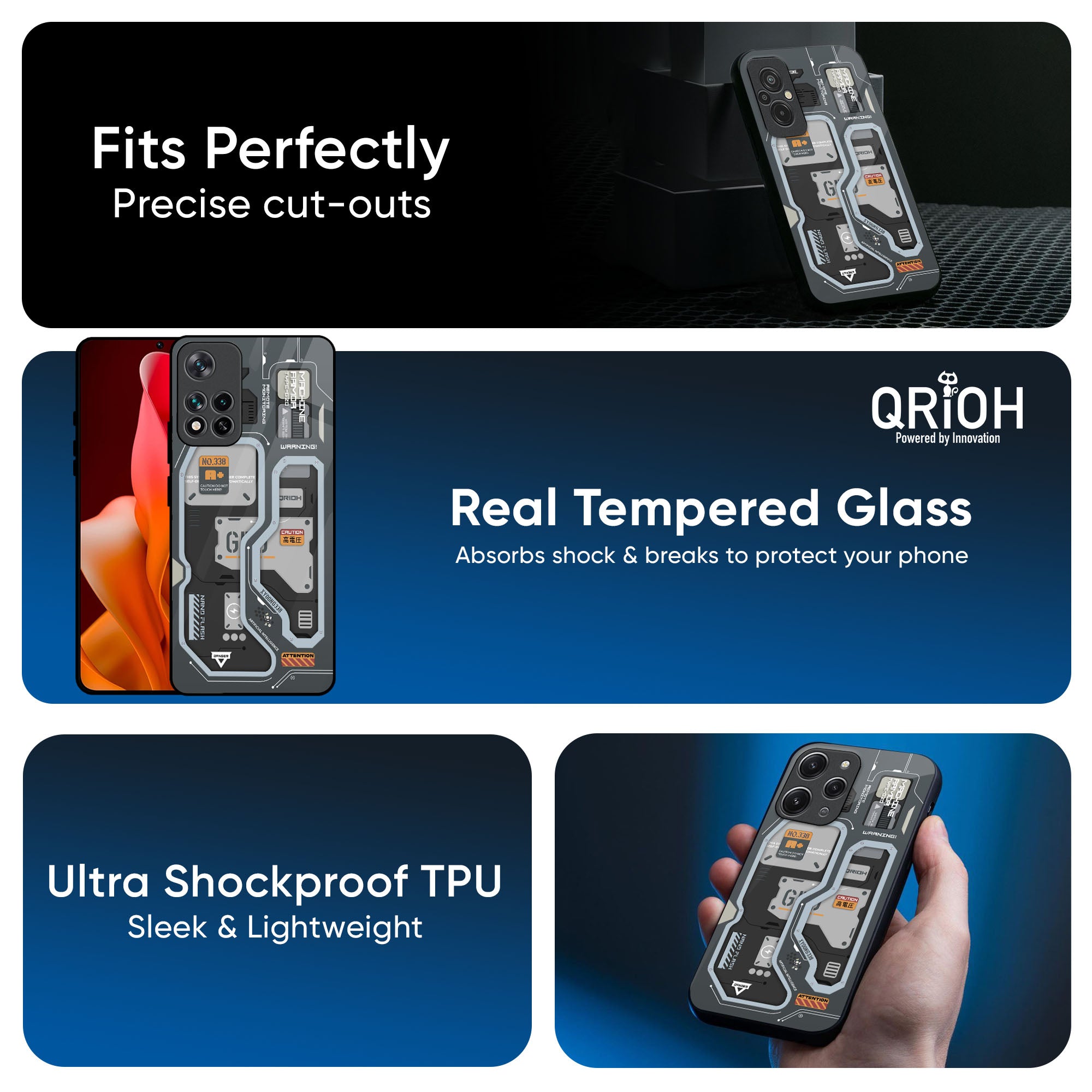 Retro Futuristic Glass Case for Redmi Note 12 5G