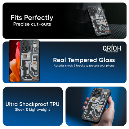 Retro Futuristic Glass Case for Redmi Note 12 5G