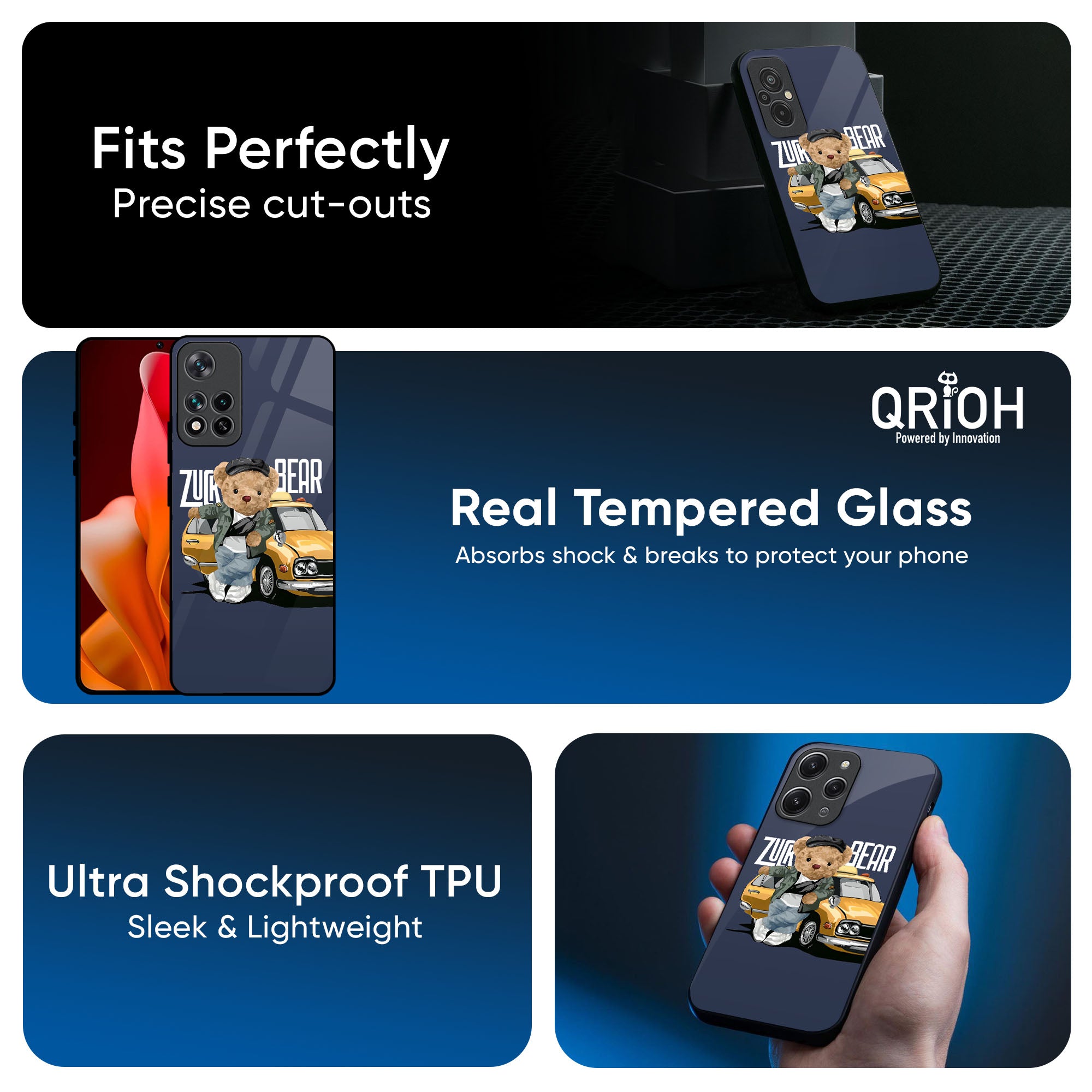 Adventurous Bear Glass Case for Mi 11 Lite NE 5G