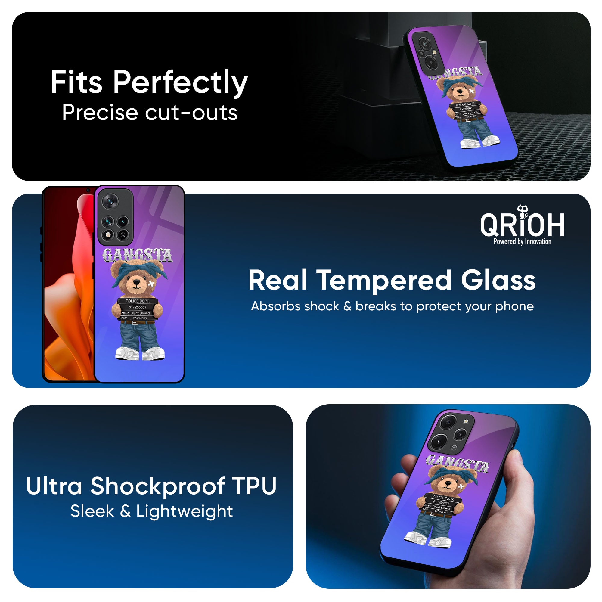 Gangsta Bear Glass Case for Redmi Note 12 5G