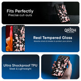 Black Cherry Blossom Glass Case for Redmi Note 14 Pro 5G