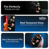 Black Spring Floral Glass Case for Redmi Note 14 Pro 5G