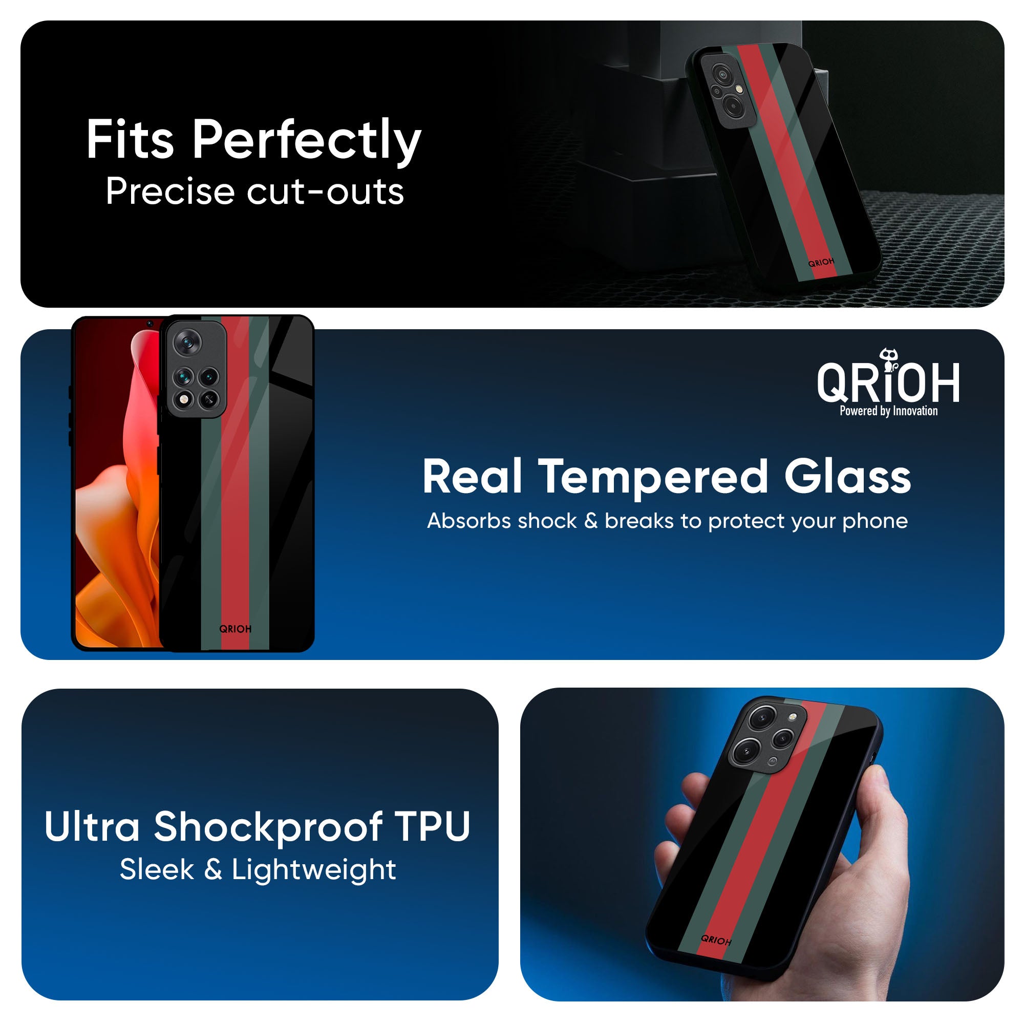 Vertical Stripes Glass Case for Redmi Note 14 5G