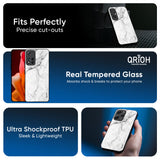Modern White Marble Glass Case for Redmi Note 14 Pro 5G