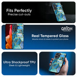 Turquoise Geometrical Marble Glass Case for Redmi Note 14 Pro 5G