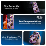 Purple Rhombus Marble Glass Case for Redmi Note 14 5G