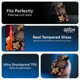 Lines Pattern Flowers Glass Case for Redmi Note 14 Pro Plus 5G