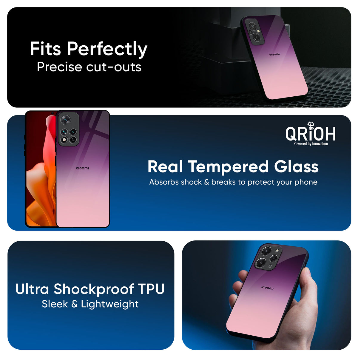Purple Gradient Glass case for Mi 14 CIVI
