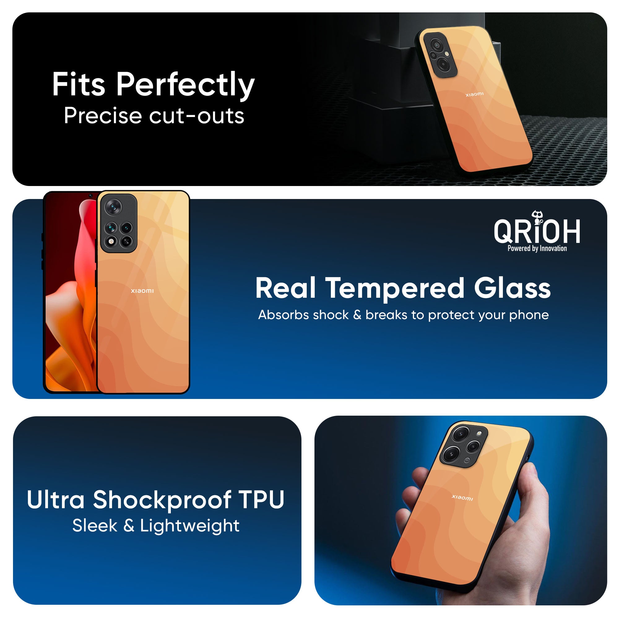 Orange Curve Pattern Glass Case for Mi 14 CIVI
