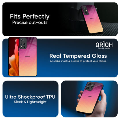 Geometric Pink Diamond Glass Case for Redmi Note 14 Pro Plus 5G