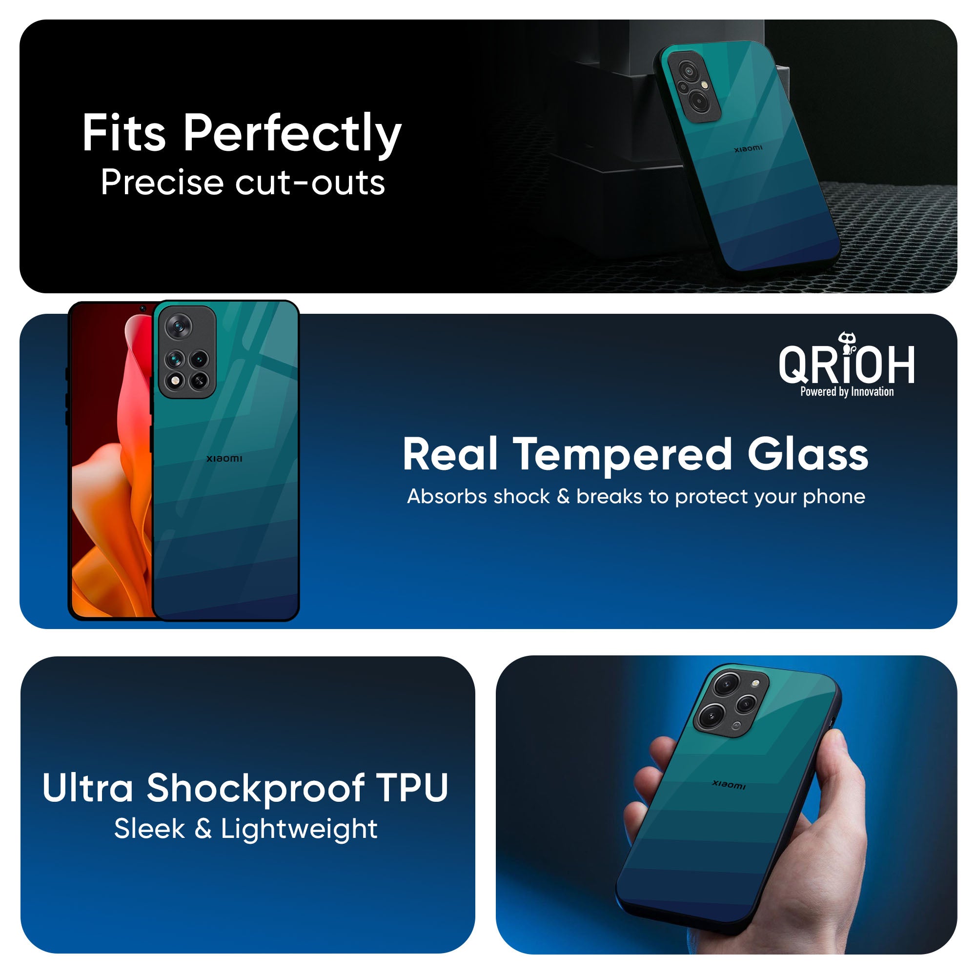Green Triangle Pattern Glass Case for Redmi Note 14 5G