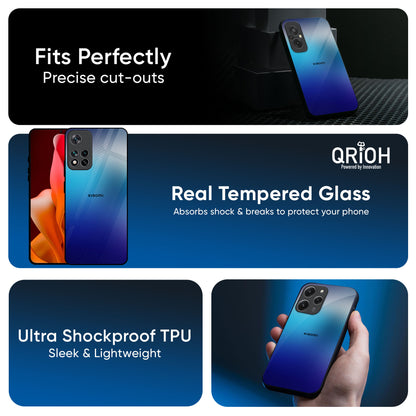 Blue Rhombus Pattern Glass Case for Redmi Note 14 5G