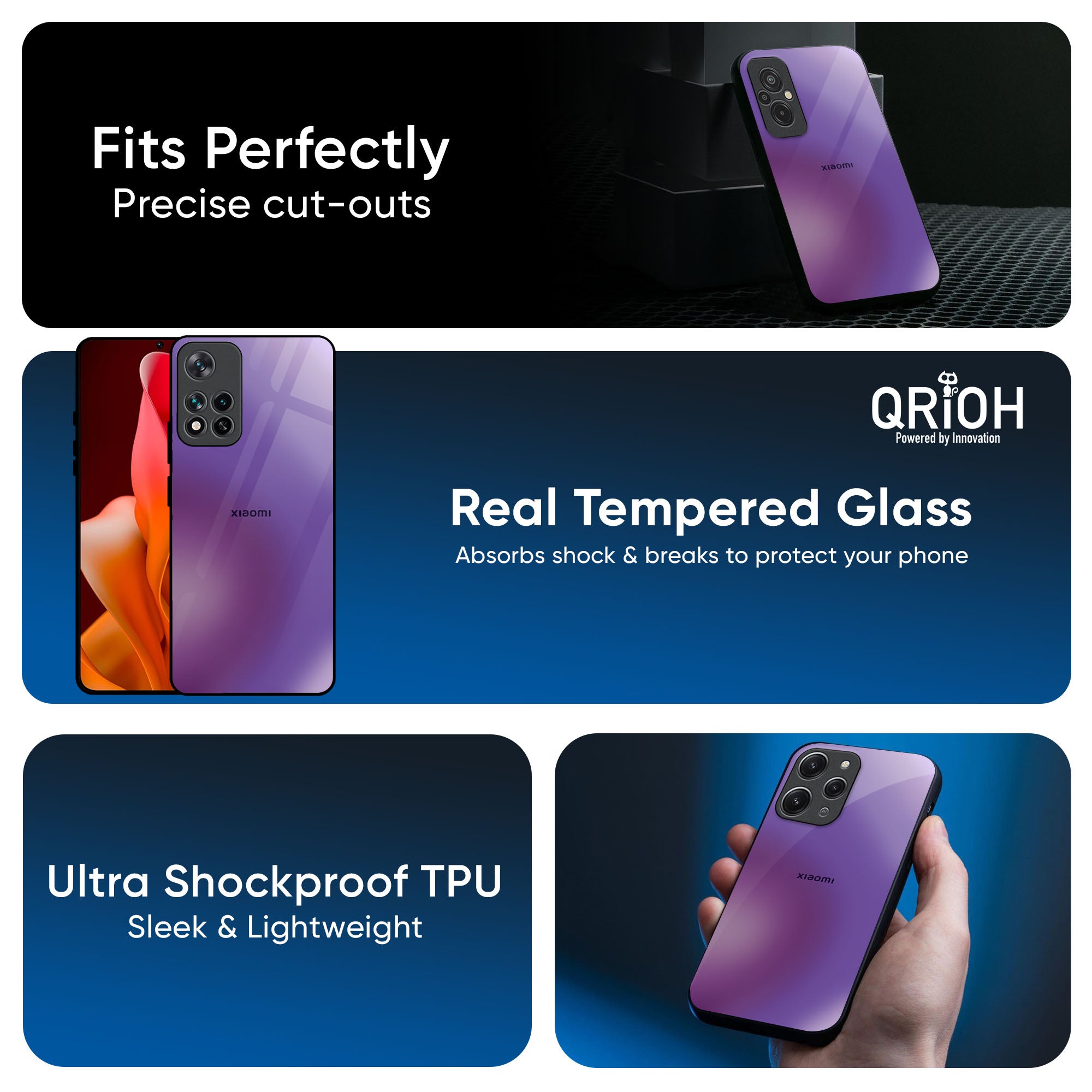 Ultraviolet Gradient Glass Case for Redmi Note 14 5G