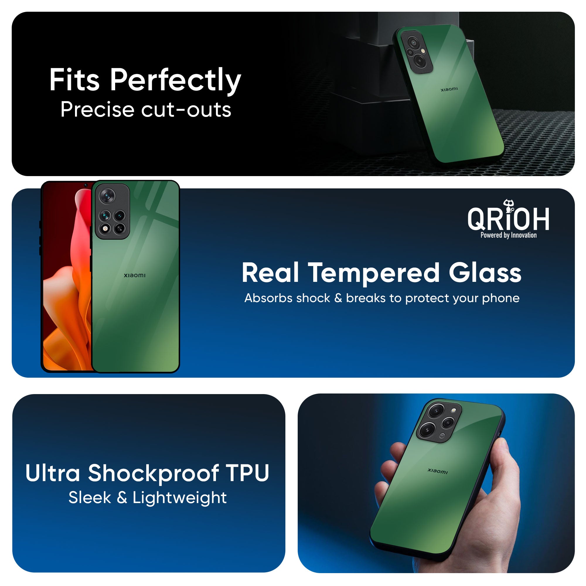 Green Grunge Texture Glass Case for Redmi Note 14 Pro Plus 5G