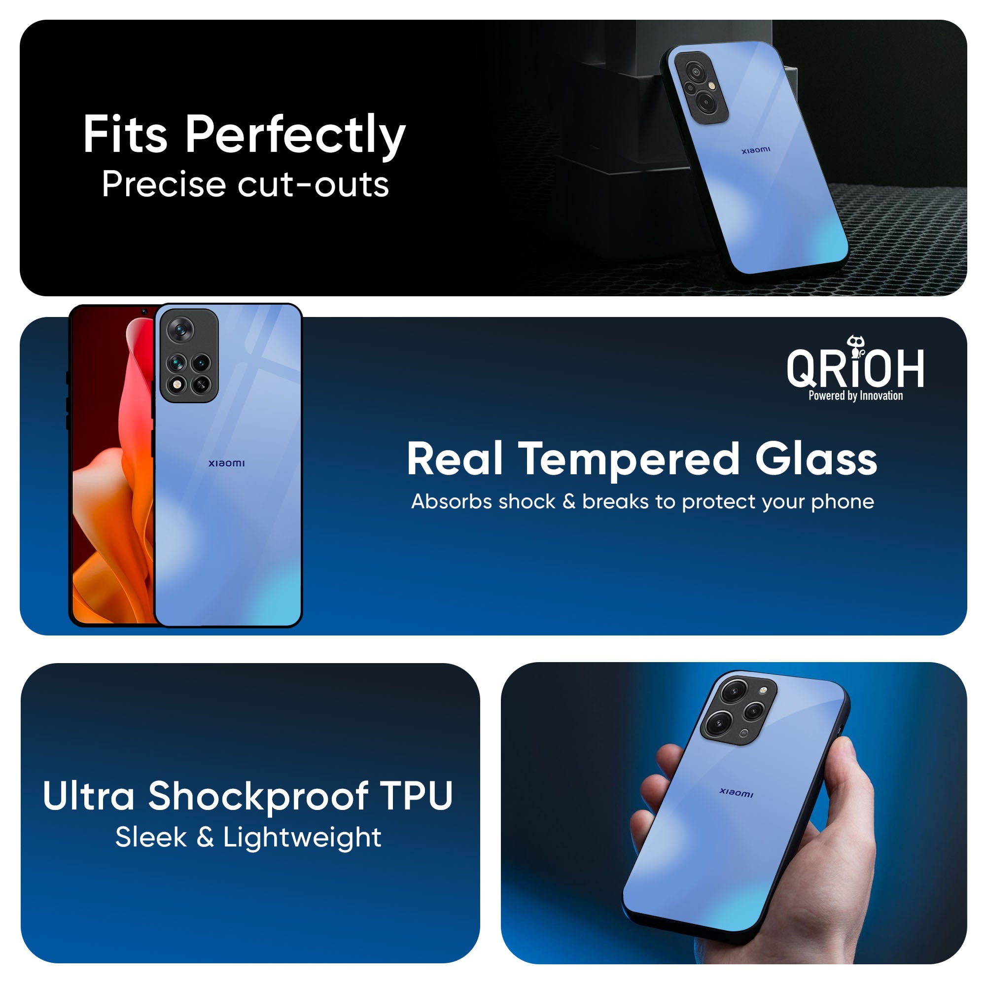 Vibrant Blue Texture Glass Case for Redmi Note 14 5G