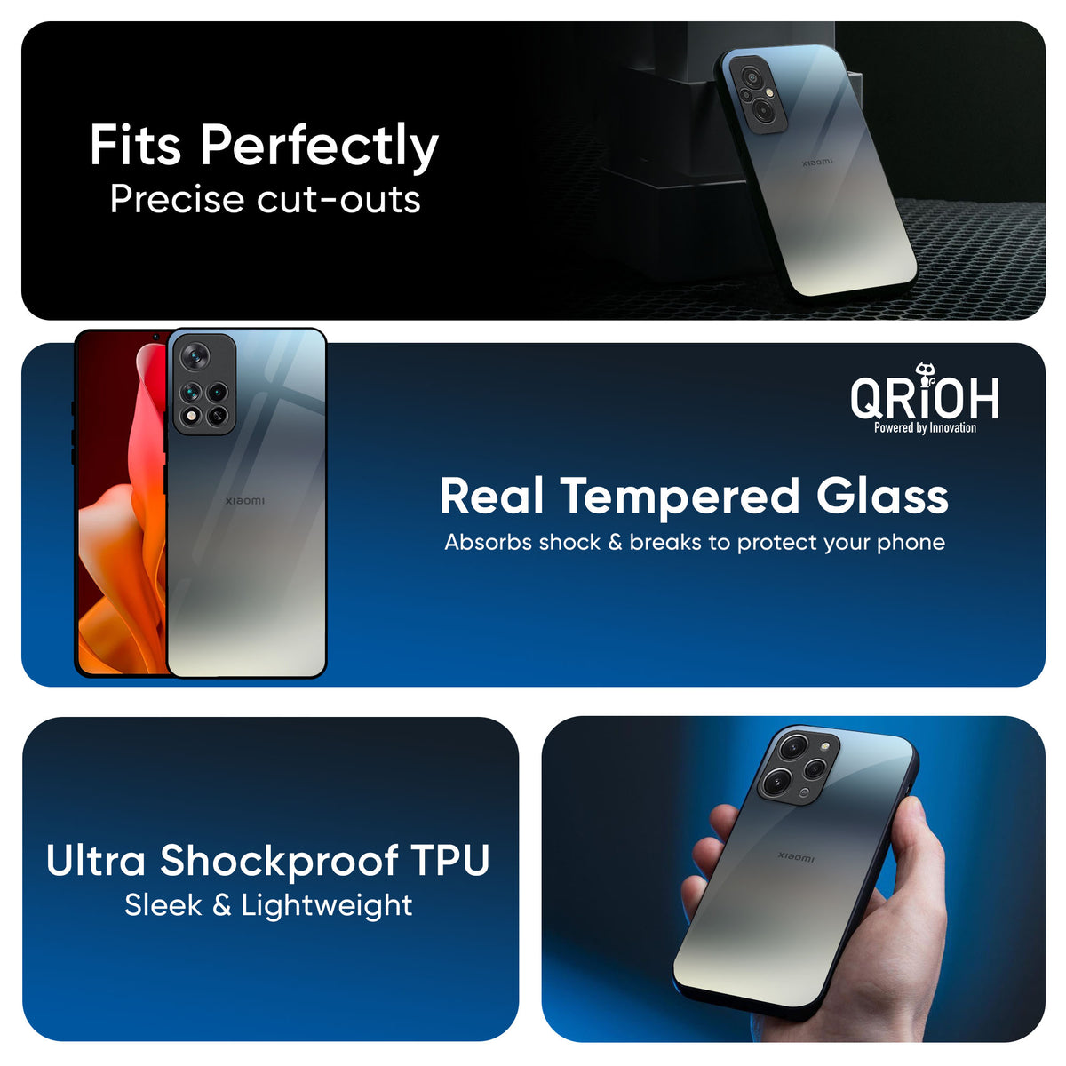 Tricolor Ombre Glass Case for Redmi Note 14 Pro 5G
