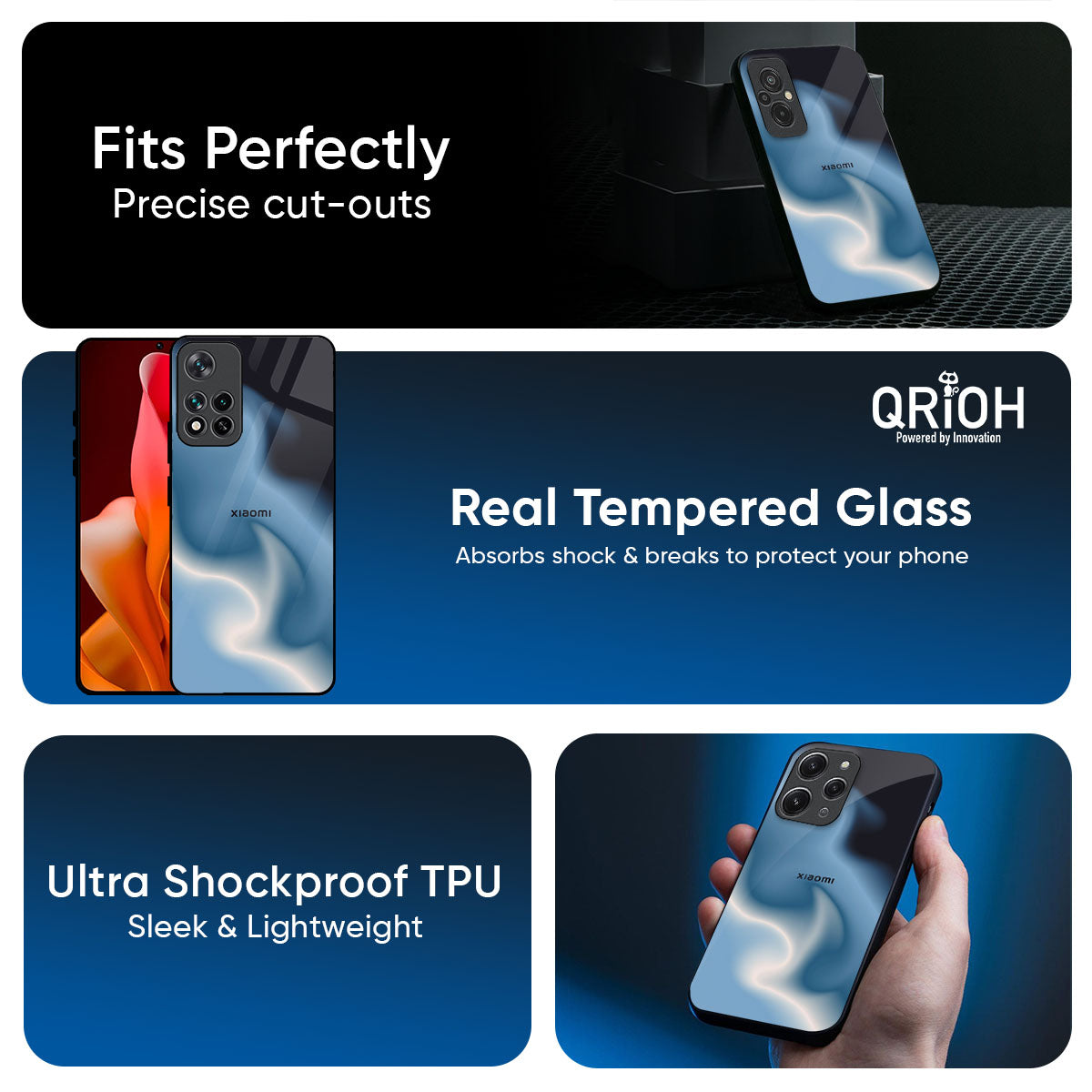 Blue Waves Glass Case for Redmi Note 14 5G