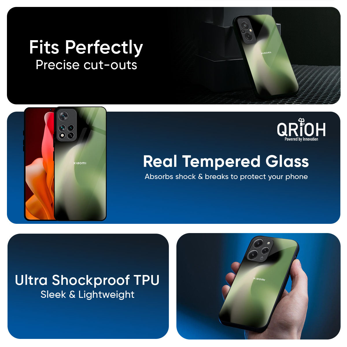 Green Tornado Glass Case for Redmi Note 14 5G