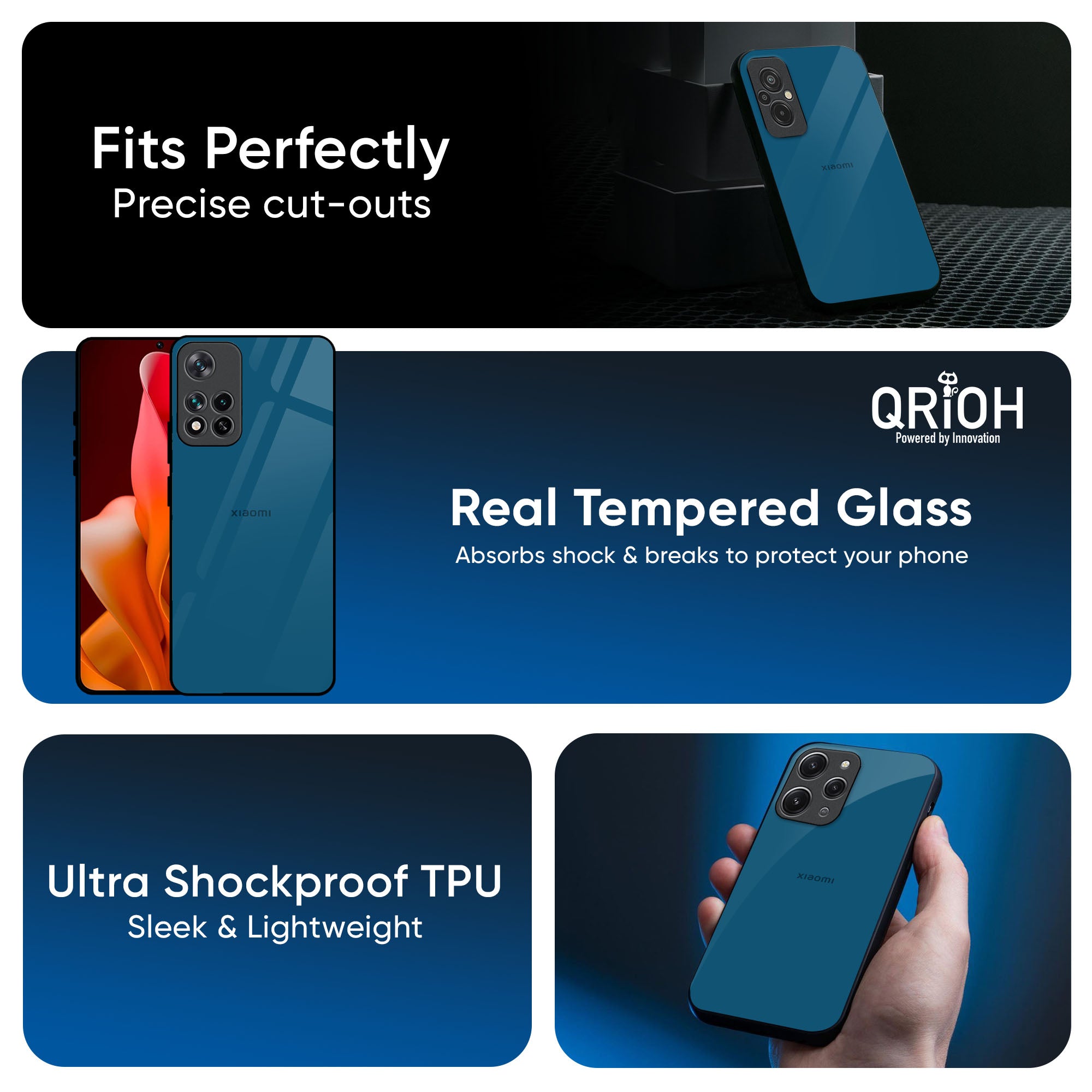 Cobalt Blue Glass Case for Redmi Note 14 5G