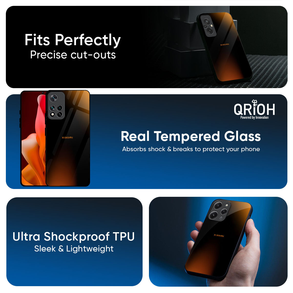 Orange Black Fusion Glass Case for Redmi Note 14 5G