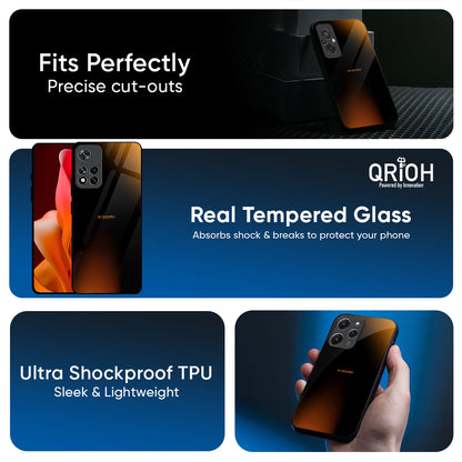 Orange Black Fusion Glass Case for Redmi Note 14 5G