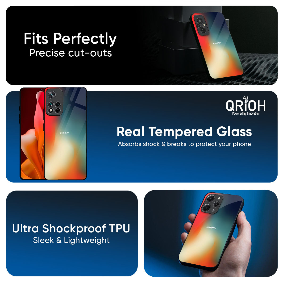 Tri Light Glass Case for Redmi Note 14 Pro Plus 5G