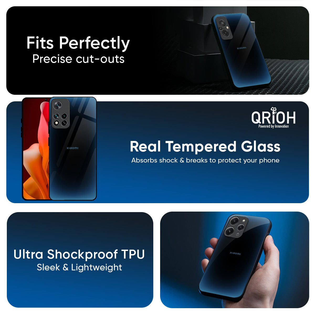 Blue Dynamic Glass Case for Redmi Note 14 5G