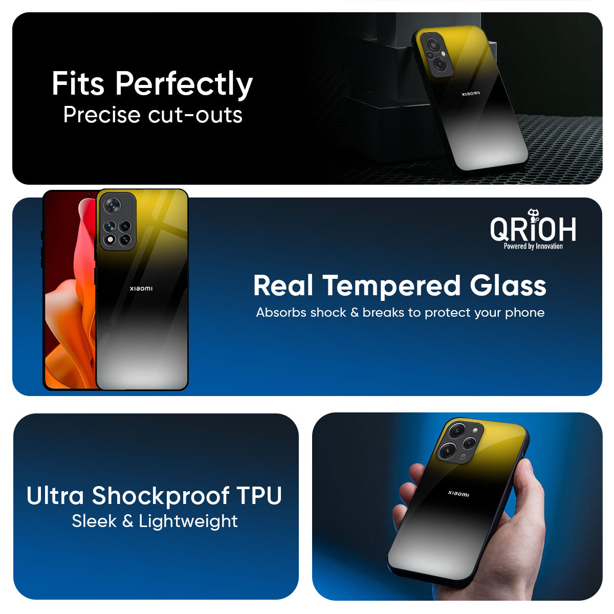 Yellow Shadow Glass Case for Redmi Note 14 5G