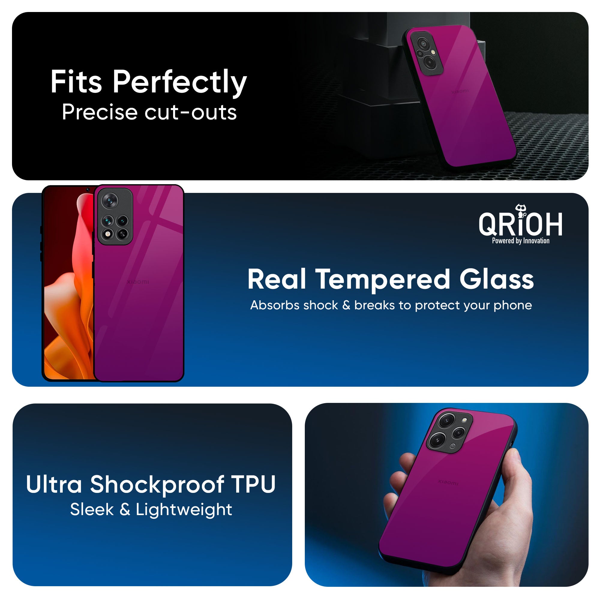 Magenta Gradient Glass Case For Redmi Note 14 5G