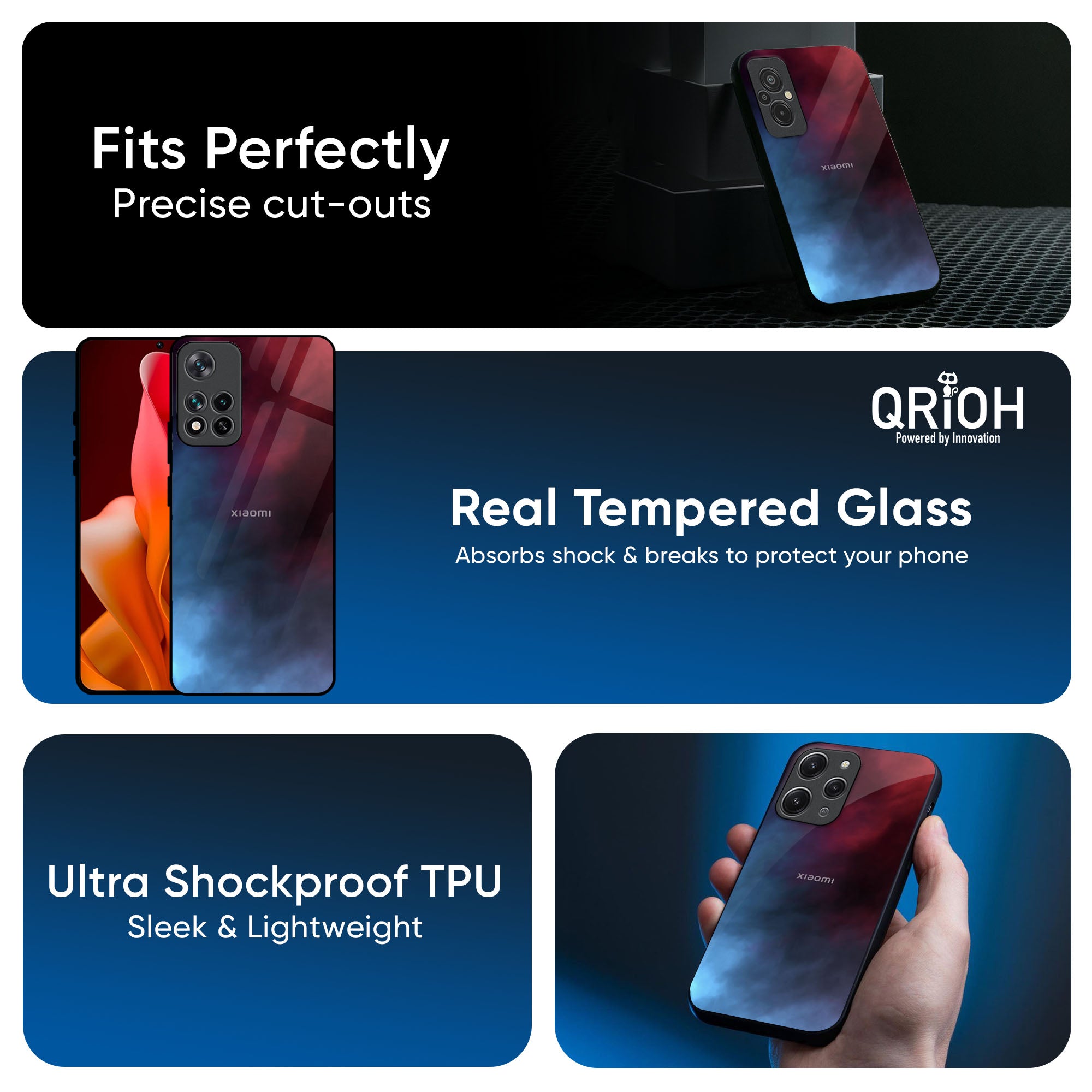 Smokey Watercolor Glass Case for Redmi Note 14 5G